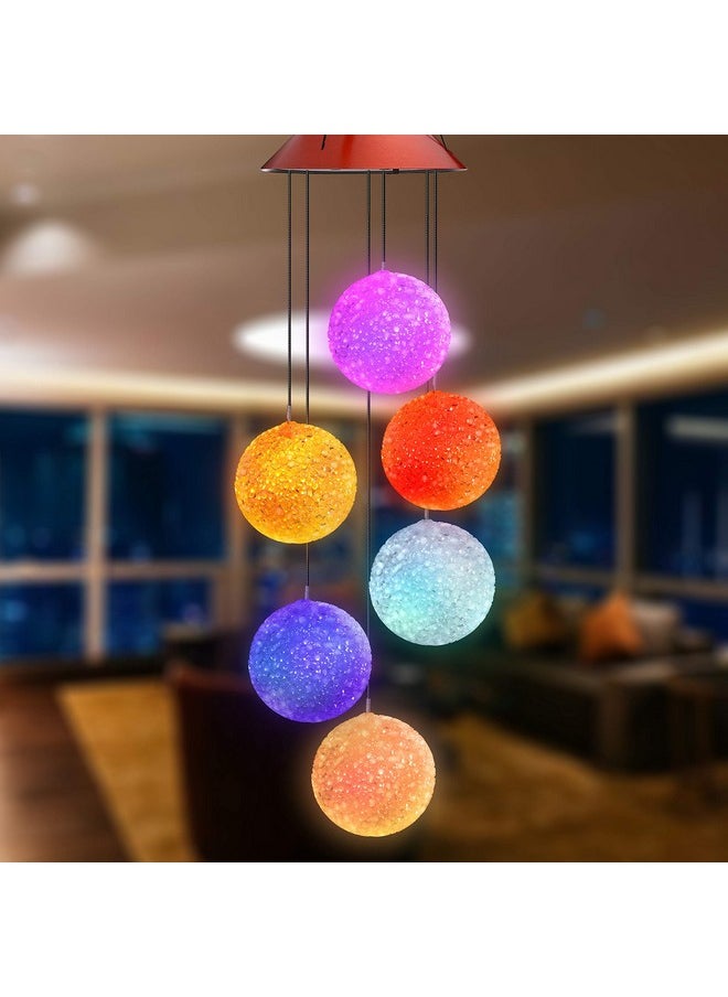 Topspeeder Topspeeder Wind Chimes Crystal Ball Solar Wind Chimes Color-Changing Outdoor Waterproof Wind Mobile Led Solar Powered Wind Chimes Outdoor Decor, Yard Decorations  - Image 4
