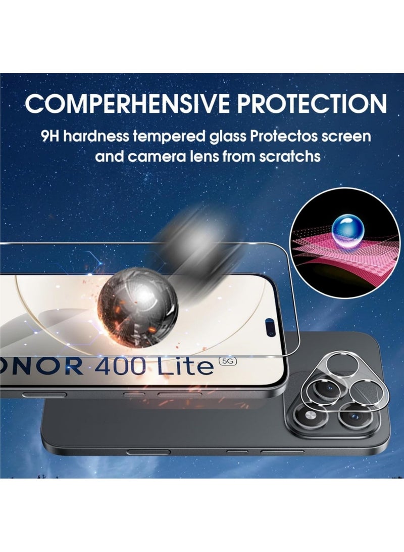 Aookay [2+2 Pack] Compatible with Honor 400 Lite 5G Screen Protector & Camera Lens Protector HD Tempered Glass, [Support Fingerprint Unlocking] 9H Hardness Anti-Scratch Bubble-Free  - Image 2