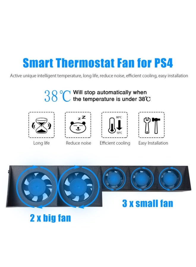 دوبي مروحة التبريد التلقائي لـ PS4 ، مبرد USB الخارجي أجهزة استشعار درجة الحرارة التلقائية التي تتحكم في العادم الحراري للمشاع يعمل مع PlayStation 4 CUH-1xxx - Image 4