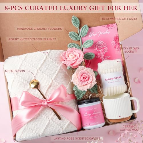oolevassy Mothers Day Gifts, Rose Birthday Gifts for Women, Gift Baskets for Women, Birthday Box for Woman, Hug in A Box, Get Well Basket, Birthday Gift Set, Self Care Gift Basket for Mom Her Friend Sister Wife - Image 2