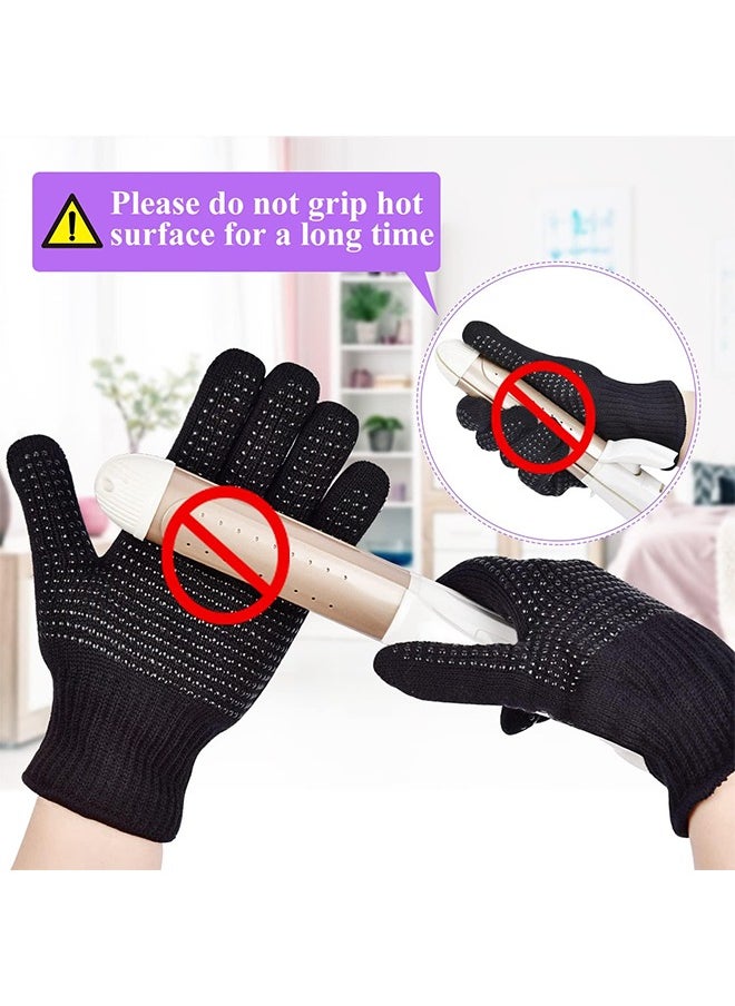 HS - Heat Resistant Gloves Silicone Non Slip Gloves For Hair Styling Fit For All Hand Size, Professional Heat Resistant Mitts For Hot Hair Styling Curling Iron Wand Flat Iron Hair Straightener - Image 1