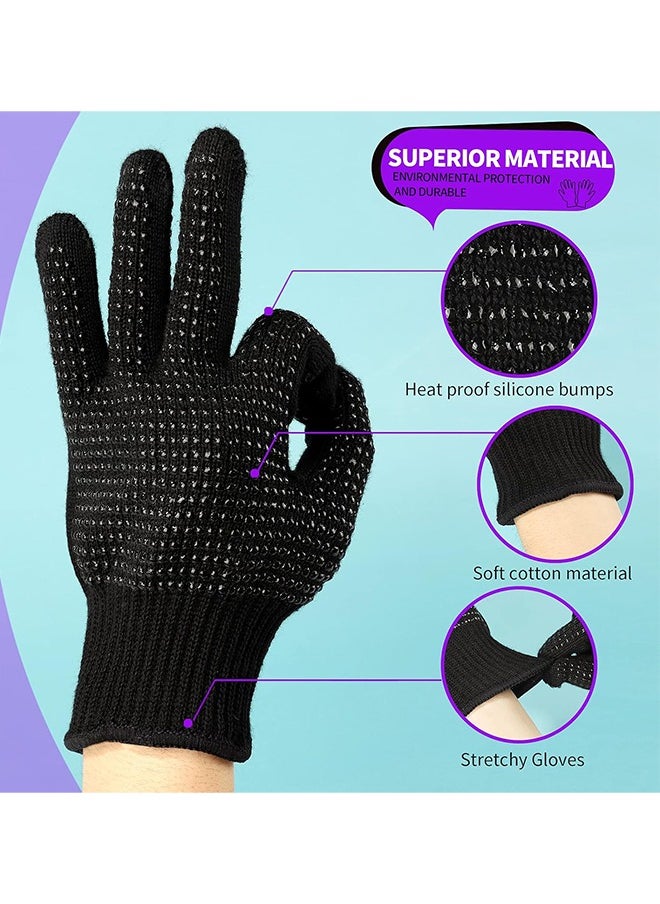 HS - Heat Resistant Gloves Silicone Non Slip Gloves For Hair Styling Fit For All Hand Size, Professional Heat Resistant Mitts For Hot Hair Styling Curling Iron Wand Flat Iron Hair Straightener - Image 1
