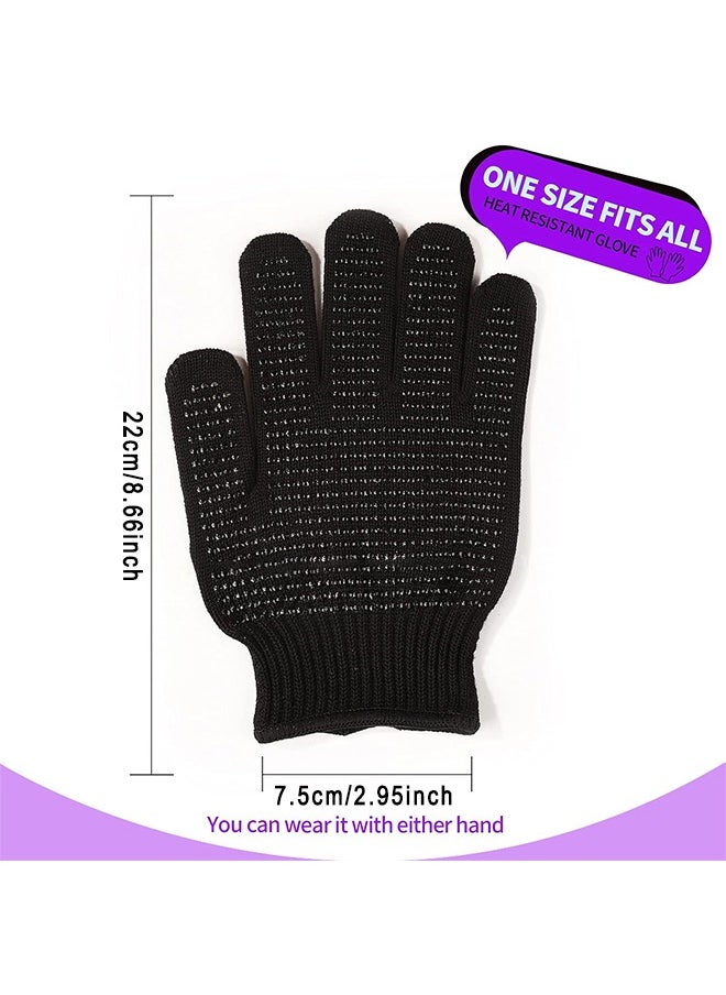 HS - Heat Resistant Gloves Silicone Non Slip Gloves For Hair Styling Fit For All Hand Size, Professional Heat Resistant Mitts For Hot Hair Styling Curling Iron Wand Flat Iron Hair Straightener - Image 1