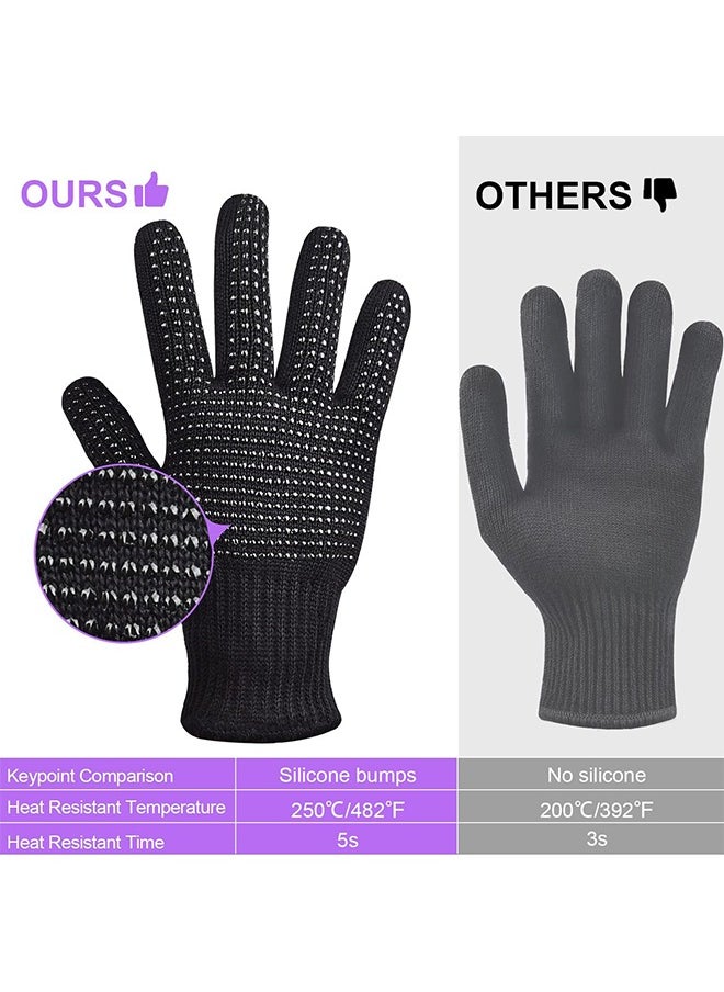 HS - Heat Resistant Gloves Silicone Non Slip Gloves For Hair Styling Fit For All Hand Size, Professional Heat Resistant Mitts For Hot Hair Styling Curling Iron Wand Flat Iron Hair Straightener - Image 1