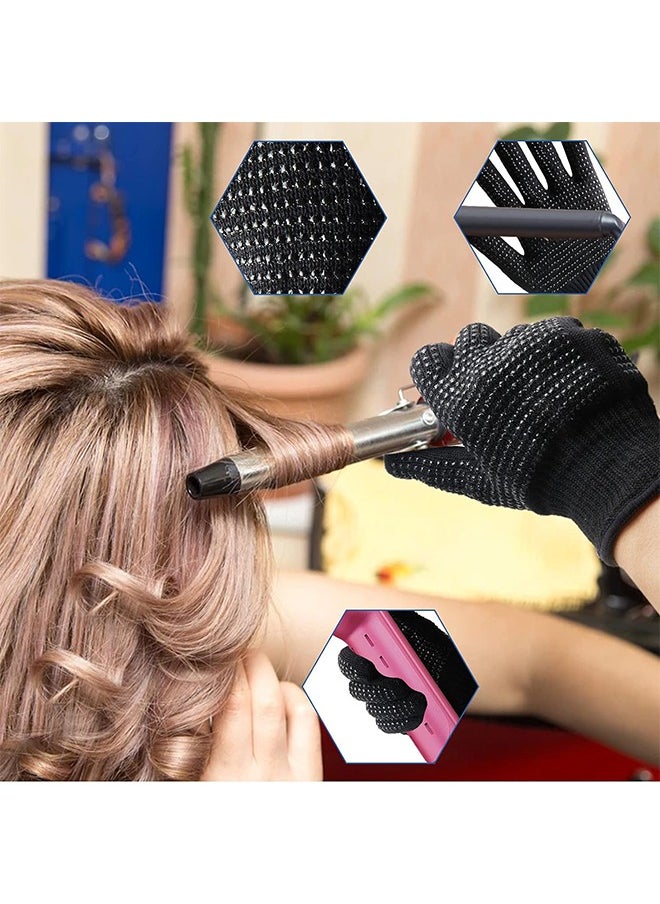 HS - Heat Resistant Gloves Silicone Non Slip Gloves For Hair Styling Fit For All Hand Size, Professional Heat Resistant Mitts For Hot Hair Styling Curling Iron Wand Flat Iron Hair Straightener - Image 1