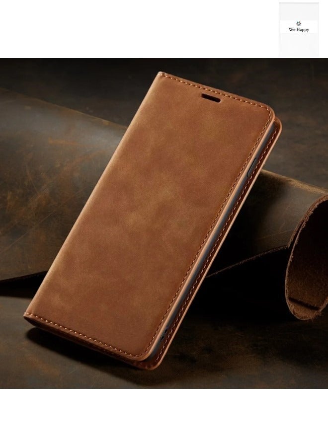 We Happy Leather Phone Cover for Samsung Galaxy Magnetic Wallet Flip Book with Card Slots - Image 1