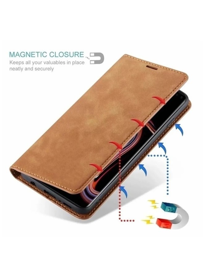 We Happy Leather Phone Cover for Samsung Galaxy Magnetic Wallet Flip Book with Card Slots - Image 2