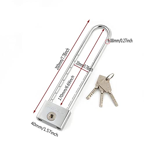 WANLIAN Long Shackle Padlock - Chrome Plated, Stainless Steel, Pin Tumbler, Anti-theft, Waterproof, Outdoor, U Shape, 1.5 Inch, Silver, Long Beam, Cabinet, Door, Lock, Key, 1 Lock, 1 Key, 1 Package - Image 2