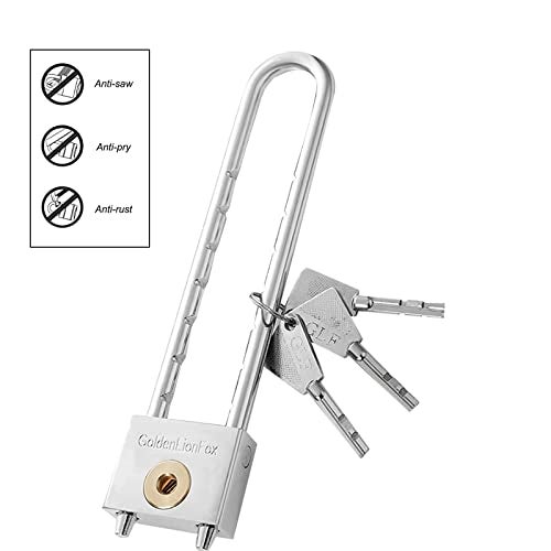 WANLIAN Long Shackle Padlock - Chrome Plated, Stainless Steel, Pin Tumbler, Anti-theft, Waterproof, Outdoor, U Shape, 1.5 Inch, Silver, Long Beam, Cabinet, Door, Lock, Key, 1 Lock, 1 Key, 1 Package - Image 4
