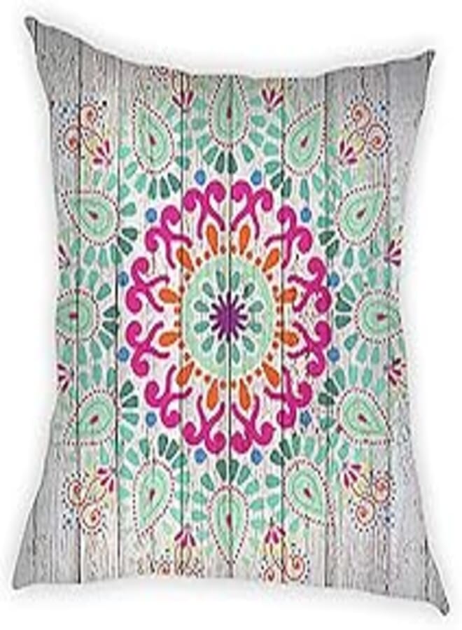 Joud mandala printed squared polyester decorative cushion, 50x50 cm - multi color