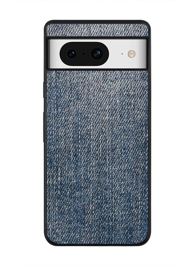Stylizedd Rugged Black Edge case for Google Pixel 8, Custom Slim fit Flexible Anti Drop Thin Phone Case Cover - Dark Denim Print - Image 1