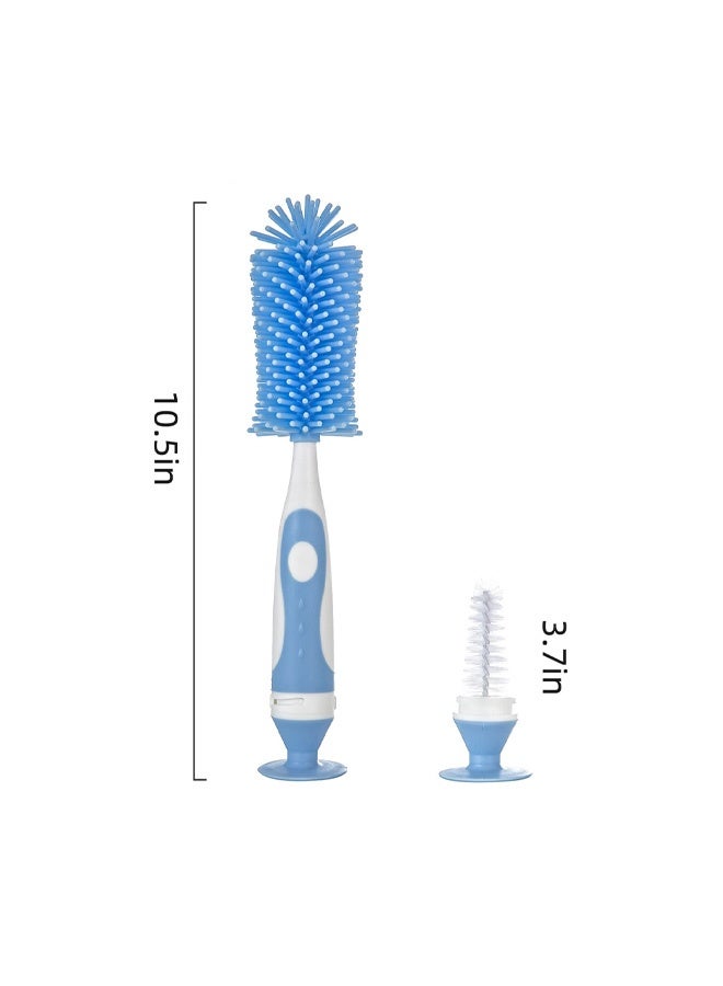 Multifunctional Cleaning Brush, Baby Bottle Brush, Water Bottle Brush Cleaner, Cup Brush, Rotate The Suction Cup to Obtain The Small Bristle Brushes Hidden in Handles, Set A, Grey - Image 2