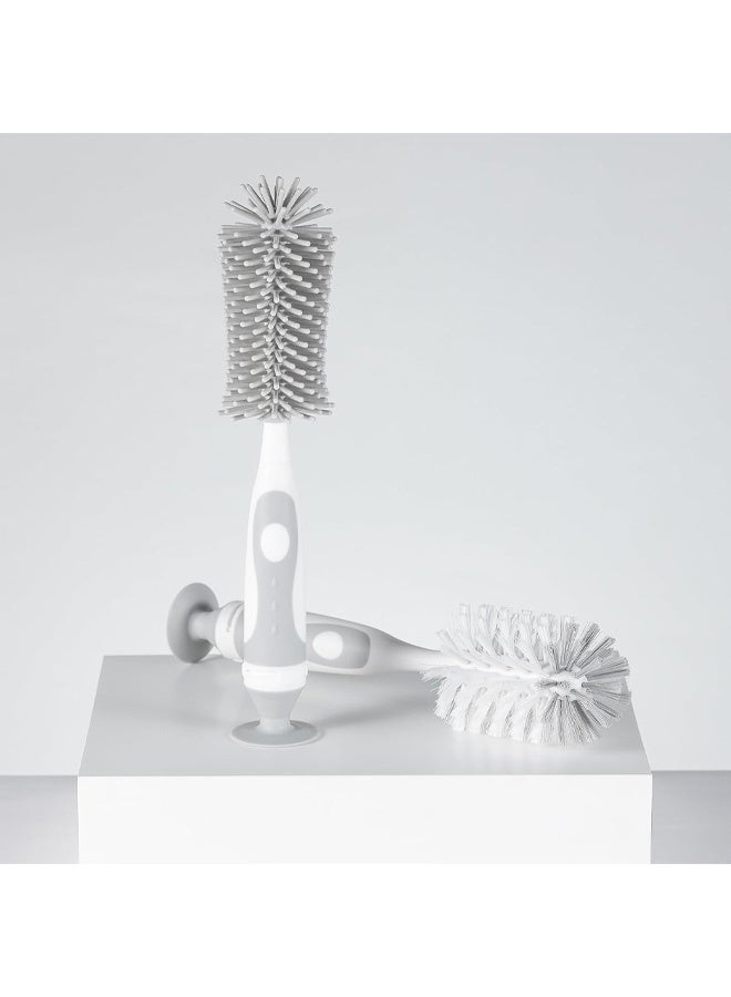 Multifunctional Cleaning Brush, Baby Bottle Brush, Water Bottle Brush Cleaner, Cup Brush, Rotate The Suction Cup to Obtain The Small Bristle Brushes Hidden in Handles, Set A, Grey - Image 3