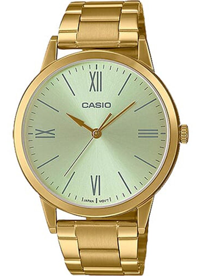 CASIO Men Watch Analog Silver Dial Stainless Steel Gold Ion Plated Band And Case MTP-E600G-9BDF - Image 1