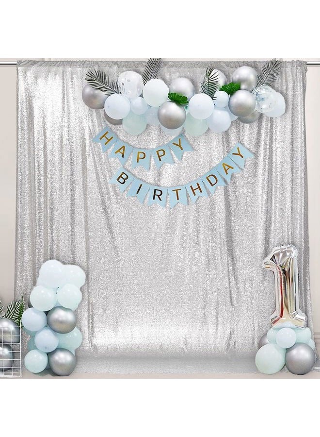 PartyDelight ستارة تصوير فضية مزينة بالخرز للخلفية لفعاليات خاصة وحفلات 6 قدم × 7 قدم - Image 1