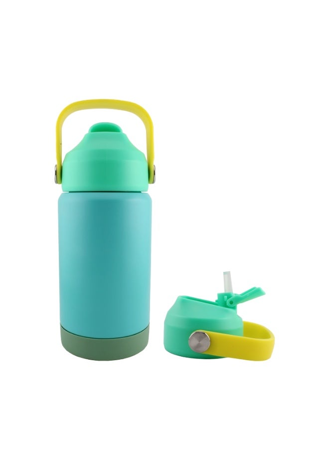CRAVISTA Kids Insulated Water Bottle with Straw & Handle – 350ml Stainless Steel Leak-Proof Thermos Flask for School, Travel & Sports – BPA-Free, Double-Wall Vacuum Flask (Turquise) - Image 1