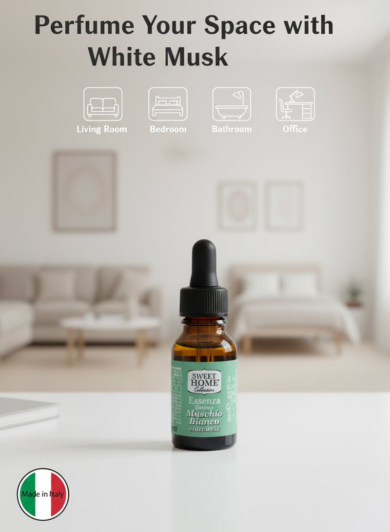 سويت هوم إسنسز - زيت عطري برائحة المسك الأبيض، ١٥ مل | عطر فاخر يدوم طويلًا للمنزل والمكتب وموزع الروائح | رائحة المسك الناعمة والنظيفة والأنيقة للاسترخاء والانتعاش والسكينة اليومية - Image 5
