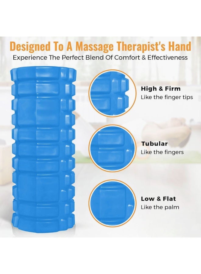 إي وورلد أسطوانة فوم EVA لليوغا والتدليك العميق للأنسجة | بكثافة عالية لاستعادة العضلات والتمدد والبيلاتس والعلاج الطبيعي | أزرق - Image 4