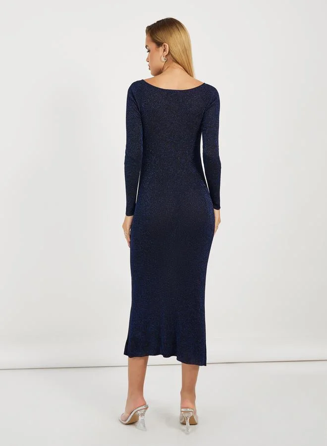 Styli Cutout Glitter Midi Dress