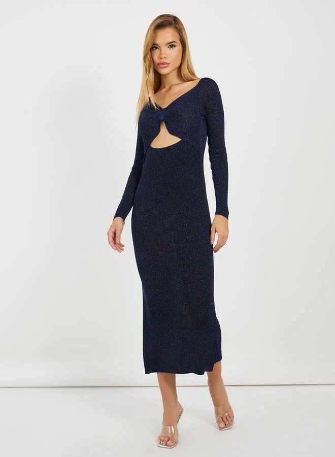 Styli Cutout Glitter Midi Dress