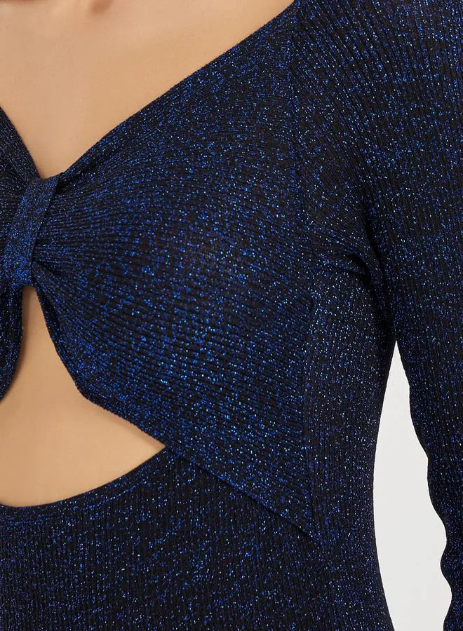 Styli Cutout Glitter Midi Dress
