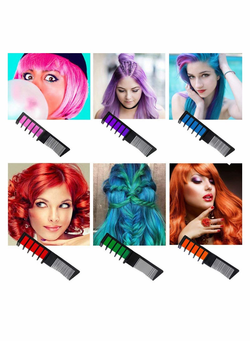 Excefore Hair Chalk Comb Temporary Hair Color Dye, 6 Color Washable Hair Chalk Comb Set for Girls Age 4 5 6 7 8 9 10 Kids for Birthday Party, Cosplay DIY - Image 2