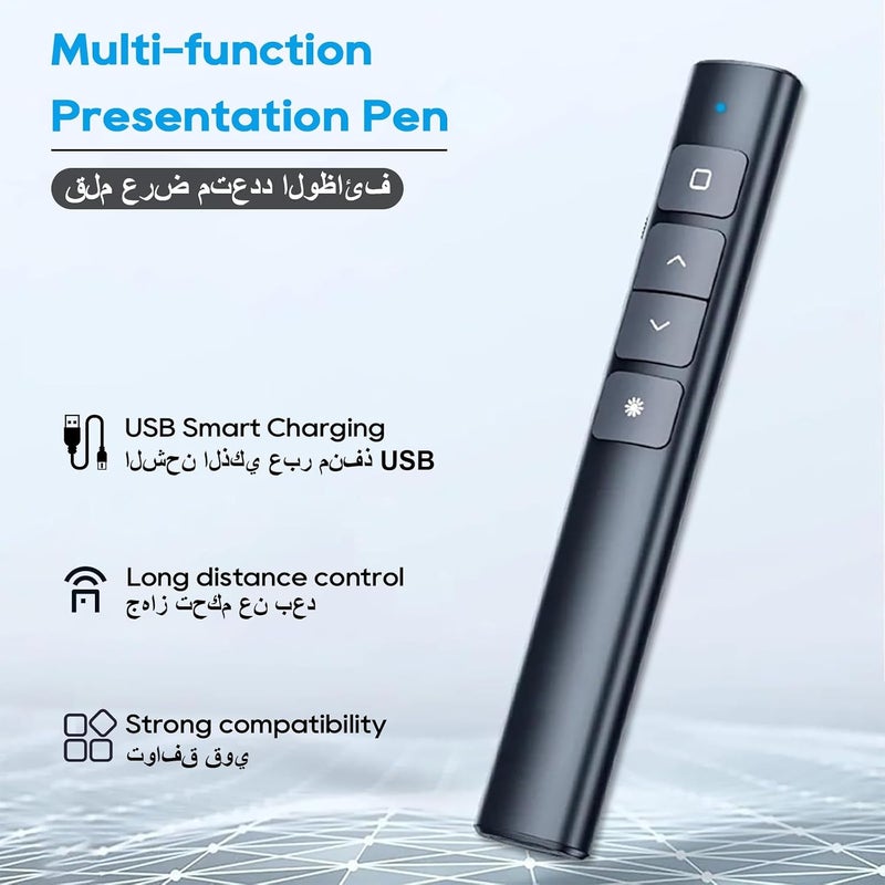 جهاز التحكم عن بعد للعروض التقديمية اللاسلكي، مقدم USB بتردد 2.4 جيجاهرتز مع مؤشر ليزر أحمر ووظيفة الارتباط التشعبي والتحكم في الصفحة ومستوى الصوت، نقر للعروض التقديمية لأجهزة Mac/PC/Laptop/Keynote/PPT - Image 4