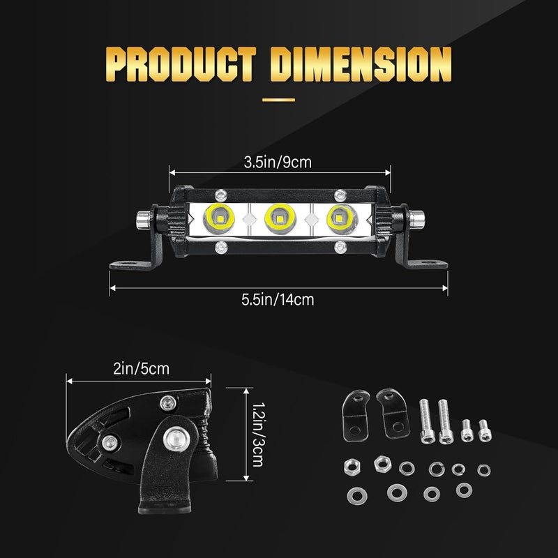 SKYWORLD 2 X 4 Inch 15W Single Row LED Light Bar - Low Profile Ultra Thin Slim Mini Spot Off Road Driving Lights - Image 2