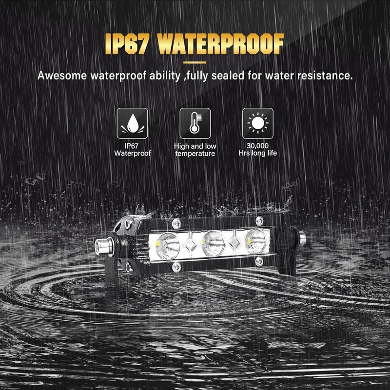 SKYWORLD 2 X 4 Inch 15W Single Row LED Light Bar - Low Profile Ultra Thin Slim Mini Spot Off Road Driving Lights - Image 4