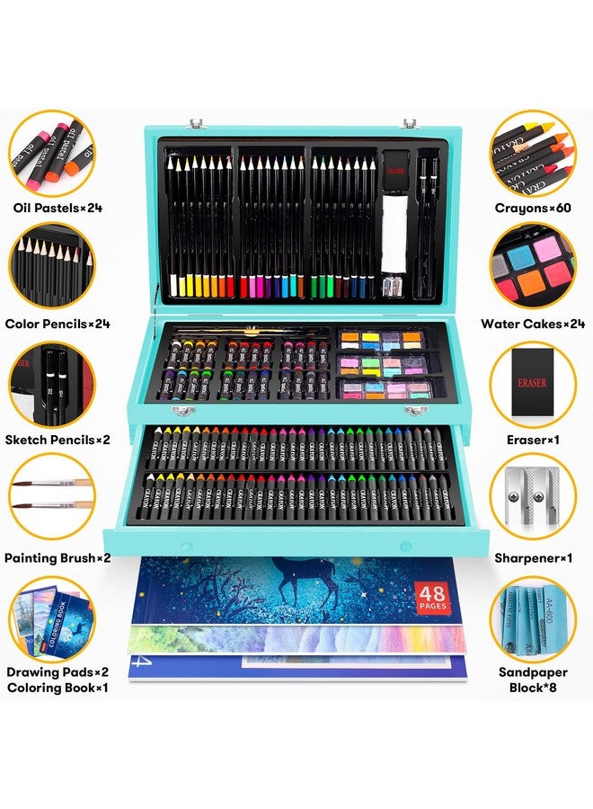 آي بايام مجموعة أدوات الرسم والرسم الخشبية الفاخرة من iBayam، 150 قطعة، مع كتاب تلوين واحد، ولوحتين للرسم، وصندوق هدايا إبداعي للبالغين والفنانين المبتدئين والأطفال والفتيات والأولاد - Image 2