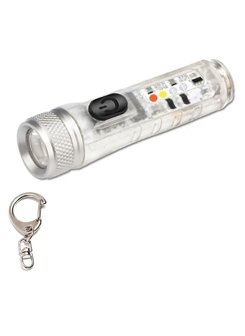 AROAQ Mini Keychain Flashlight, USB Rechargeable Long Range Pocket Torch, Portable Magnetic High Power Camping Lantern, Waterproof Super Bright LED Flashlight For Outdoor Camping Hiking, (1pc, White)  - Image 1