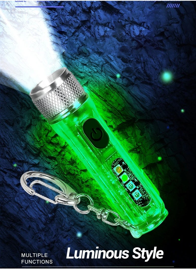 AROAQ Mini Keychain Flashlight, USB Rechargeable Long Range Pocket Torch, Portable Magnetic High Power Camping Lantern, Waterproof Super Bright LED Flashlight For Outdoor Camping Hiking, (1pc, White)  - Image 2