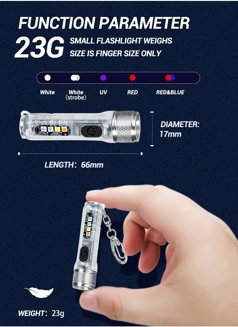 AROAQ Mini Keychain Flashlight, USB Rechargeable Long Range Pocket Torch, Portable Magnetic High Power Camping Lantern, Waterproof Super Bright LED Flashlight For Outdoor Camping Hiking, (1pc, White)  - Image 3