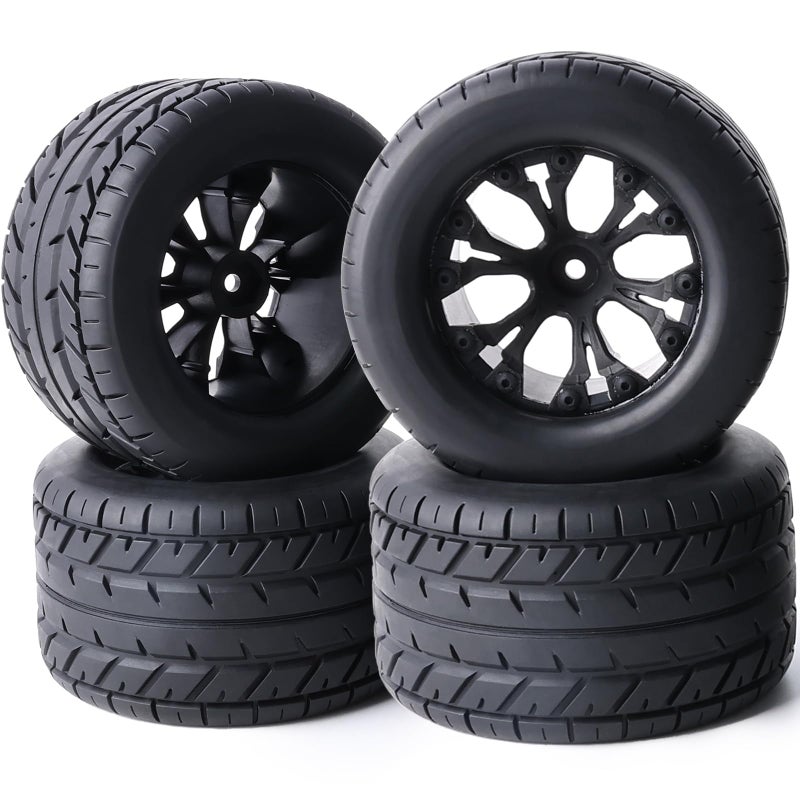ZRRC Preglued 12mm Hex RC Wheels Tires 110 RC Truck Tires and Wheels 28 MT Tyres for Traxxas Rustler Stampede 2WD 4x4 VXL Hoss ERevo Redcat Volcano EPX Riaario Amoril Kyosho 110 RC Monster Truck - Image 3