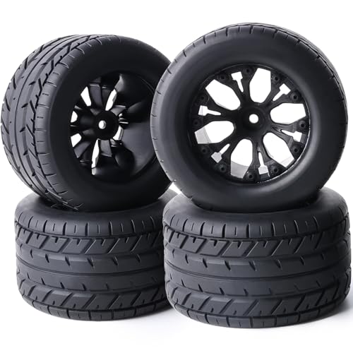 ZRRC Preglued 12mm Hex RC Wheels Tires 110 RC Truck Tires and Wheels 28 MT Tyres for Traxxas Rustler Stampede 2WD 4x4 VXL Hoss ERevo Redcat Volcano EPX Riaario Amoril Kyosho 110 RC Monster Truck - Image 1