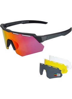 Rockbros Polarized Cycling Glasses With 4 Interchangeable Lenses Baseball Sunglasses For Men Womens Uv400 Sports Sunglasses  - Image 1