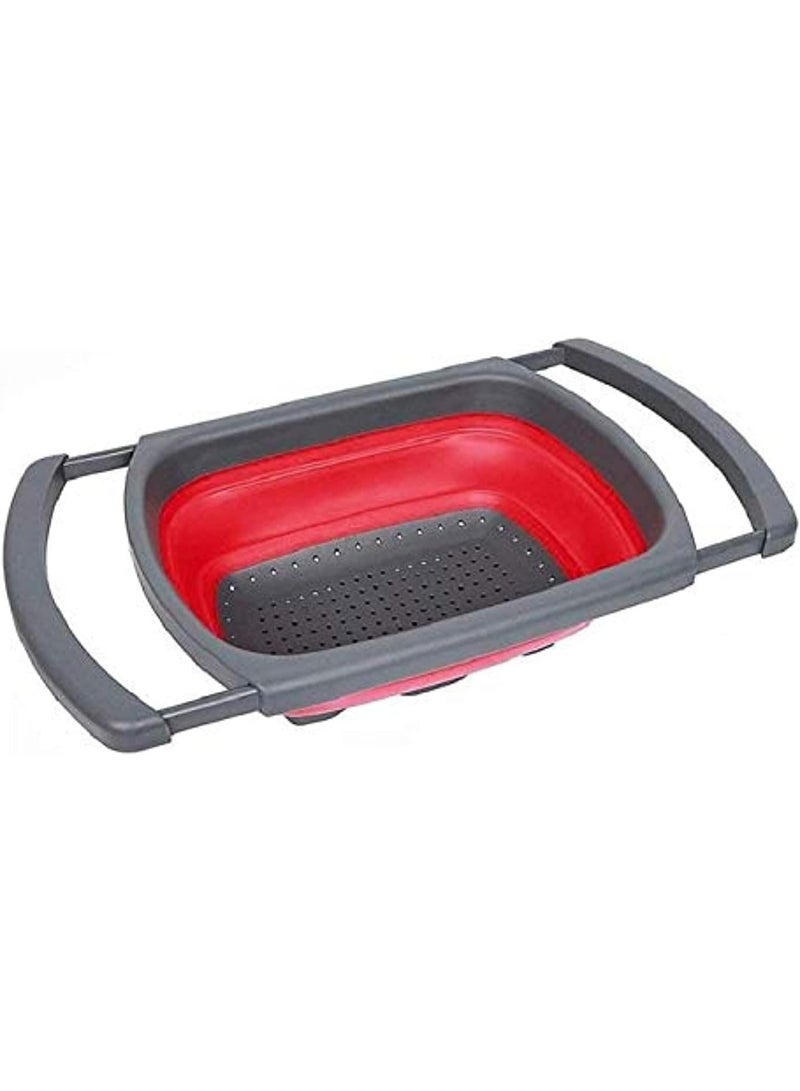 Collapsible Kitchen Colander Silicone Washing Basket Strainer with Extendable Handles - Image 4