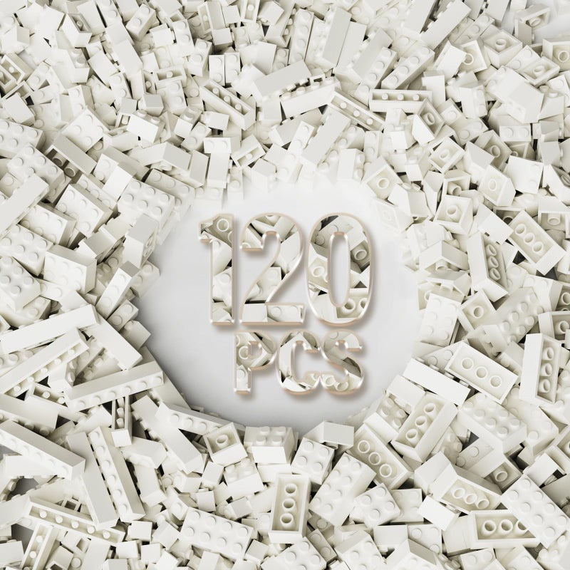 RWDTER 120 Pieces Bulk Bricks 8 Sizes of Mixed Building Blocks Compatible with Lego and All Other Brands White - Image 3