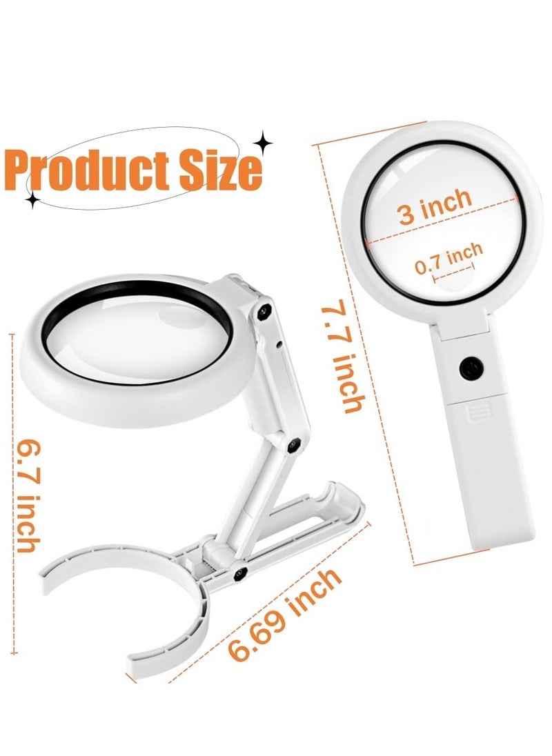 KASTWAVE - Magnifying Glass with Light and Stand Foldable Handheld Magnifying Glass 2 Level Dimmable for Close Work Macular Degeneration Seniors Reading - Image 1