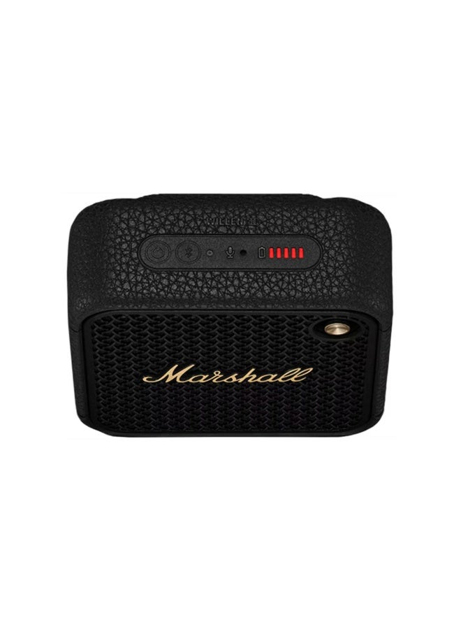 Marshall Willen II Compact Portable Wireless Speaker with Bluetooth Version 5.3, Water Resistant, Fast Charging, 17 Hours Play Time, 2.5 Hours Charging Time, Type-C Charging Port, Built-in Microphone, Lightweight Design - Black / Brass - Image 3