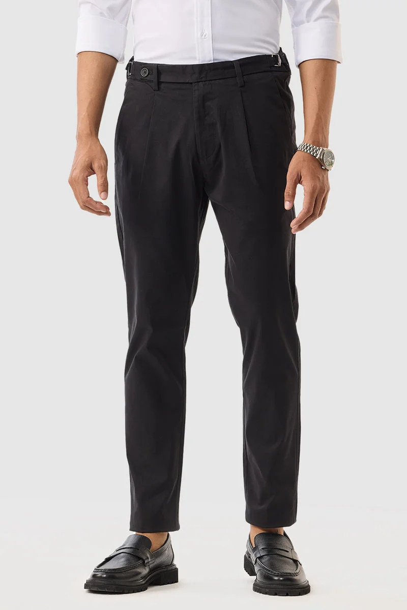 سنيتش Black Solid Slim Fit Formal Trousers