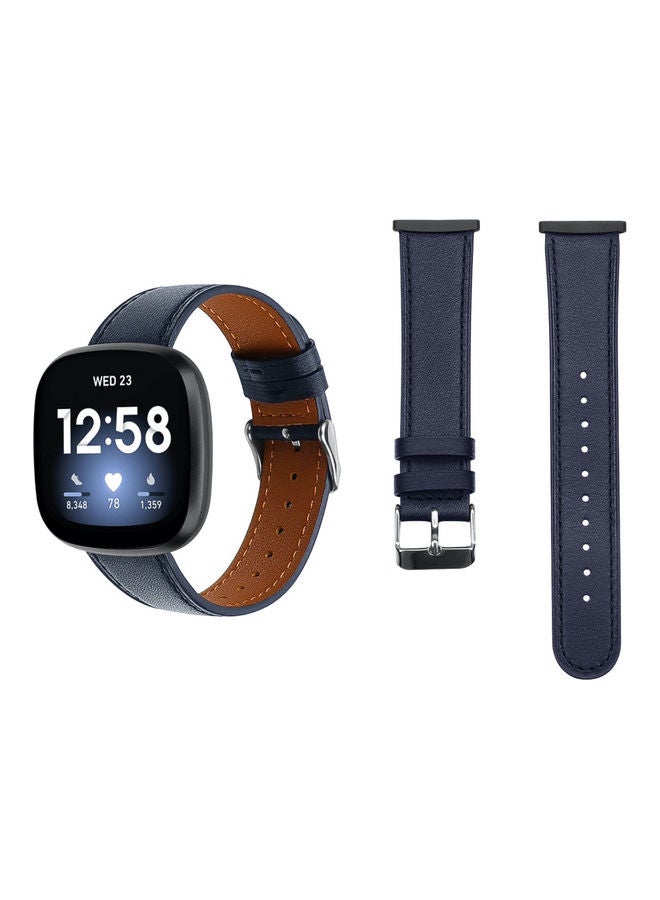 Perfii Genuine Leather Replacement Band For Fitbit Versa 3/Sense Blue - Image 1
