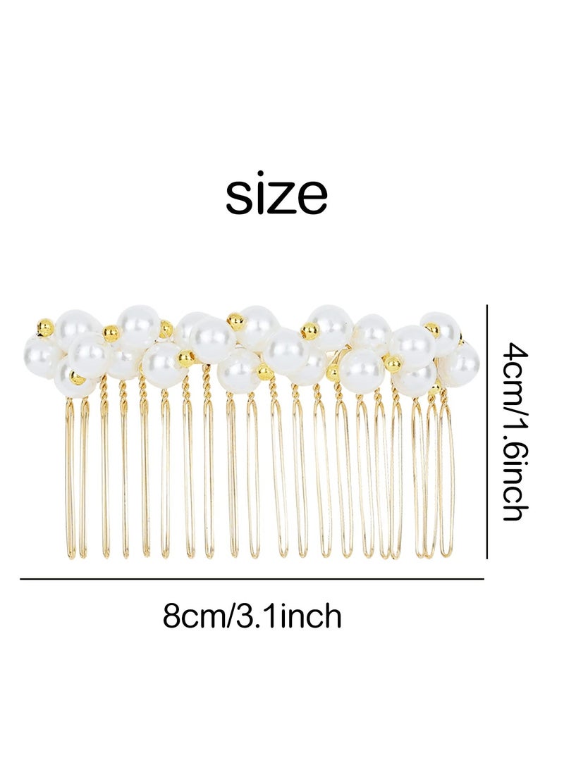 Excefore - 6 Pack Metal Side Hair Combs, Luxury Fancy Jeweled Gems Crystal Diamond Pearl Rhinestone Glitter Sparkly Decorative Teeth Slide Hair Clips Barrettes French Twist Thick Hair Holder for Women Girls - Image 1