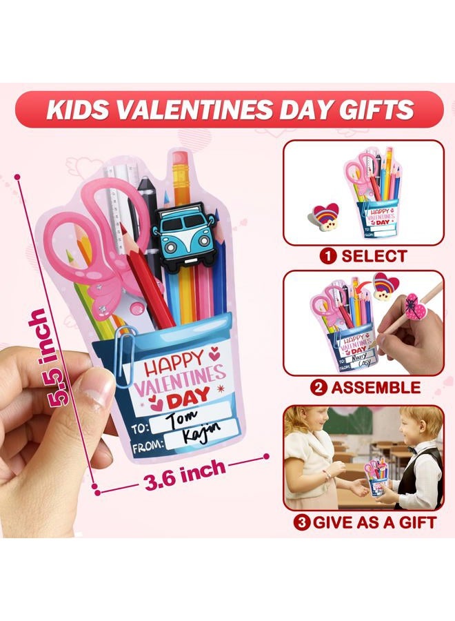 PARTYLOUD Valentines Day Cards for Kids School, 30 Pack Valentines Exchange Cards Bookmarks with Pencil Charms for Classroom Exchange, Kids Valentines Day Gifts and School Parties - Image 4