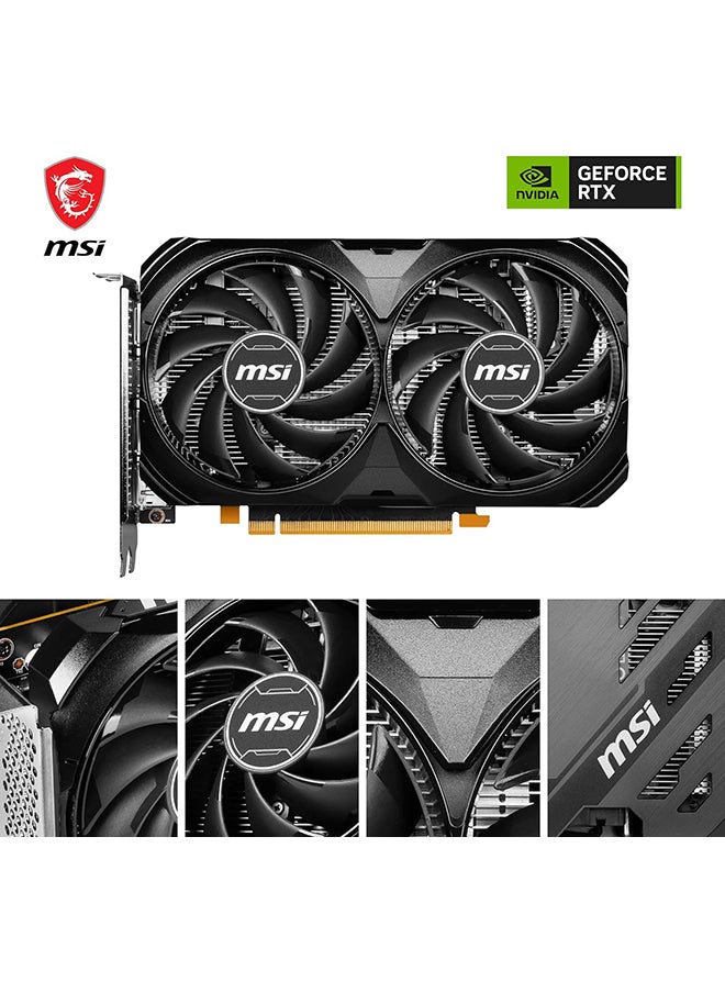 إم اس أي بطاقة رسومات GeForce RTX 4060 Ventus 2X OC، ذاكرة 8 جيجابايت GDDR6 128 بت، ساعة تعزيز 2490 ميجاهرتز، سرعة ذاكرة 17 جيجابت في الثانية، 3072 نواة CUDA، PCIe Gen4 x8، DisplayPort / HDMI | 912-V516-012  - Image 2