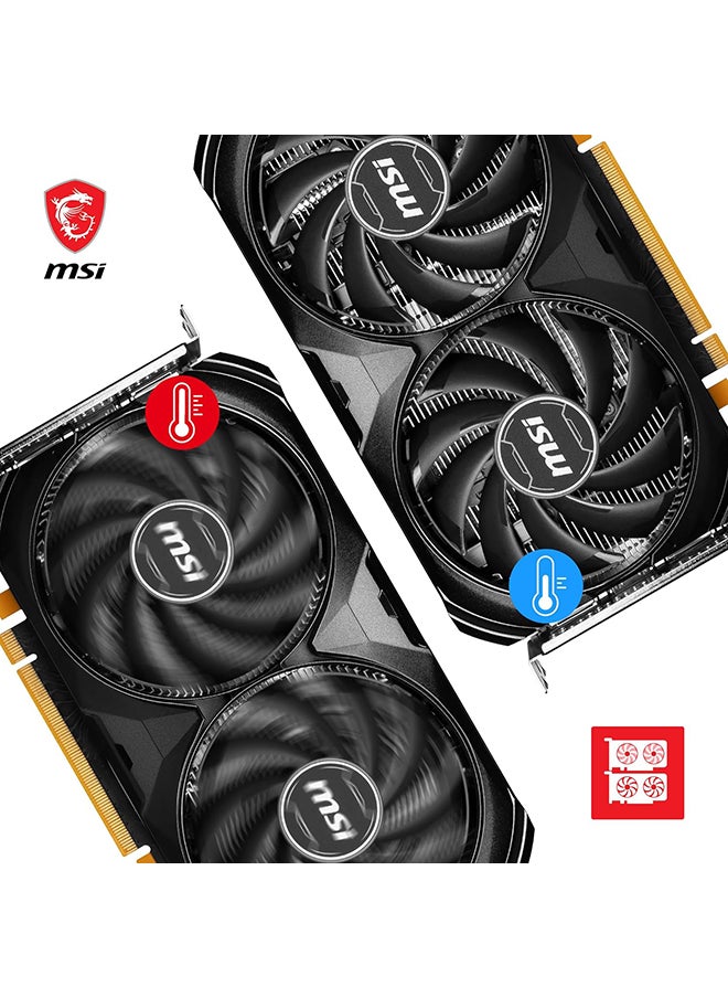 إم اس أي بطاقة رسومات GeForce RTX 4060 Ventus 2X OC، ذاكرة 8 جيجابايت GDDR6 128 بت، ساعة تعزيز 2490 ميجاهرتز، سرعة ذاكرة 17 جيجابت في الثانية، 3072 نواة CUDA، PCIe Gen4 x8، DisplayPort / HDMI | 912-V516-012  - Image 3