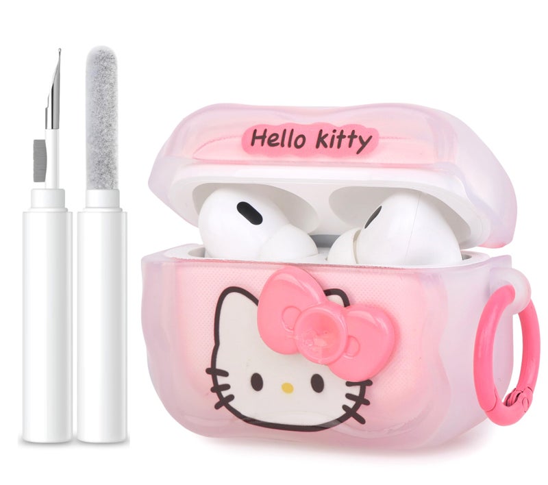 EMOH ROCED Compatible for AirPods Pro 2 Case with Cleaner Kit, Protective, Supports Wireless Charging Cover for AirPods Pro 1st/2nd Generation (2022/2019) (Hello Kitty) - Image 1