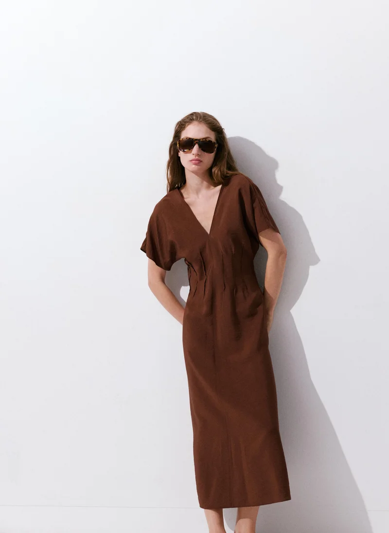 Ruched V-Neck Dress