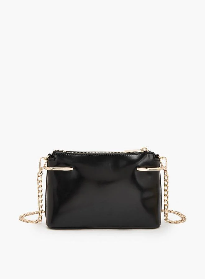 Flora Bella By Shoexpress BLACK Crossbody Bag With Chain Accent for Women | Best Price UAE
