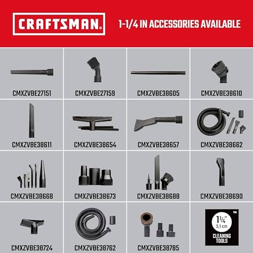 CRAFTSMAN CMXZVBE38668 1-1/4 in. 6-Piece Micro-Cleaning Wet/Dry Shop Vac Attachment Kit, Industrial-Grade Shop Vacuum Accessories for Intricate and Detail Cleaning, Fits 1-1/4 in. Hose Diameter - Image 5